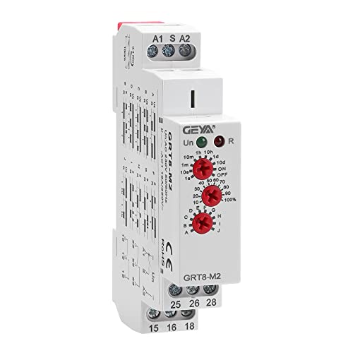 GEYA Relé de tempo multifuncional 16A 10 funções AC230V 2 contactos relé de contacto (GRT8-M2, AC230V)