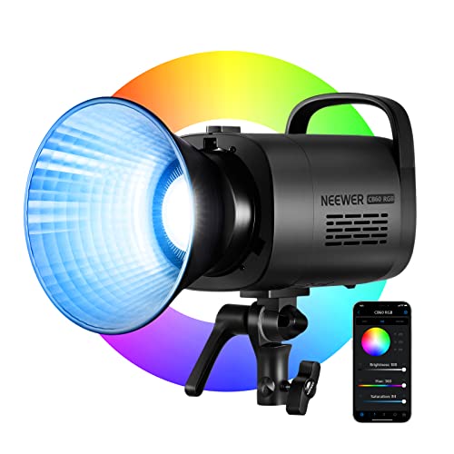 NEEWER CB60 RGB 70W Luz LED 2,4 G/App Control, iluminação contínua COB foco lâmpada toda a cor Bowens Mount 18000Lux@@1 m CCT 2700K-6500K CRI97 17 cenários para estúdio de fotografia e vídeo