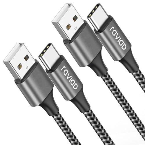 RAVIAD Cabo USB C carregamento rápido 2M 2 pack, [QC3.0 e 3,1A] cabo USB A USB C carregador USB tipo C nylon cabo iPhone 16 com iPhone 16/16 Pro/15/15/Pro/iPad Pro/Air, Samsung Galaxy S24, Huawawaw. E