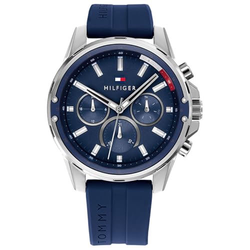 Tommy Hilfiger Relógio analógico de quartzo multifuncional para homem com correia em aço inoxidável ou em silicone