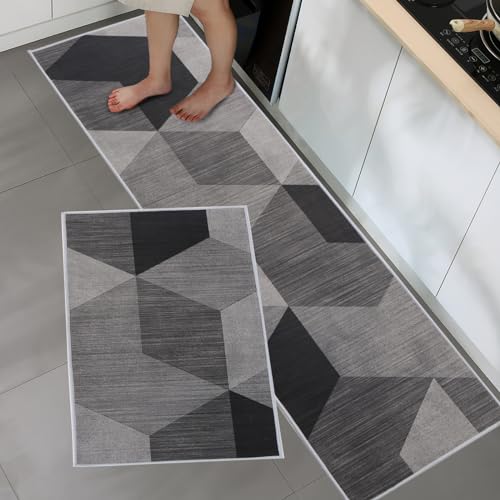 BWBIKE Conjuntos de tapetes de cozinha tapetes de pé laváveis 2 peças conjuntos de tapetes de chão antiderrapantes de microfibra, 40 x 60 cm 40 x 120 cm, grelha de rato