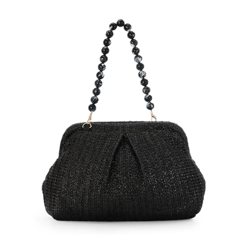 Ynport Crefreak Bolsa de tiracolo de palha para mulher malas de vime tecidas à mão mala de ombro com alça superior de palha mala de praia de verão mala de mão