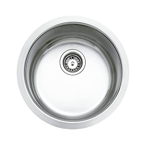 Teka BE Ø390 Lava-louça de 45 cm, 1 balde redondo, caixa de estanho, acessórios de fixação, válvula de cesta, cor aço inoxidável