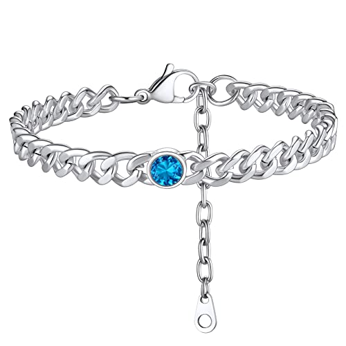 ChainsHouse Pulseiras para tornozelo com pedras para nascimento, tornozeleira de mulher 22 cm de comprimento com 5 cm extensor