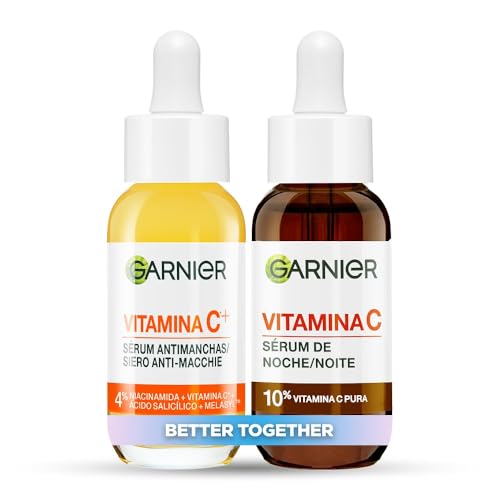 Pack antimanchas, sérum antimanchas, dia com 3,5% vitamina C, niacinamida e ácido salicílico + soro antimanchas, noite com 10% vitamina C pura