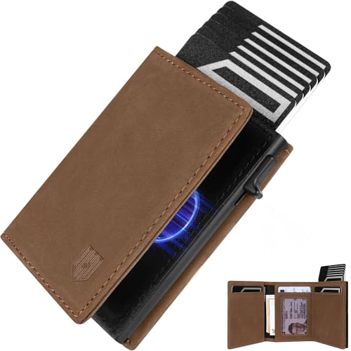 DODENSHA MagSnap Carteira homem I carteira porta-cartões homem I porta-cartões de crédito para 10 cartões I proteção RFID, Castanho, Minimalista