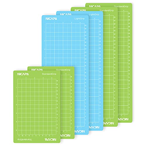 NICAPA Tapete de corte padrão de fácil aderência para Cricut Joy (4,5 x 6,5 polegadas, 4,5 x 12 polegadas, 6 unidades), adesivo e adesivo, antiderrapante, flexível, quadrado, tapete de corte