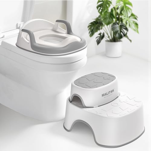 Maliton Adaptador wc para crianças, assento de treino para ir à casa de banho infantil com bancos, redutor wc para crianças, antiderrapante, anti-salpicos (um urinol dois bancos para crianças)