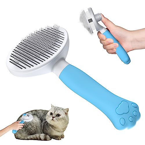 2024 New escova para gatos e cães Zivacate [aderência ergonómica e limpeza com apenas um clique e design patenteado] escova tira-pelos animais de estimação para cães/gatos/coelhos de pelo curto e