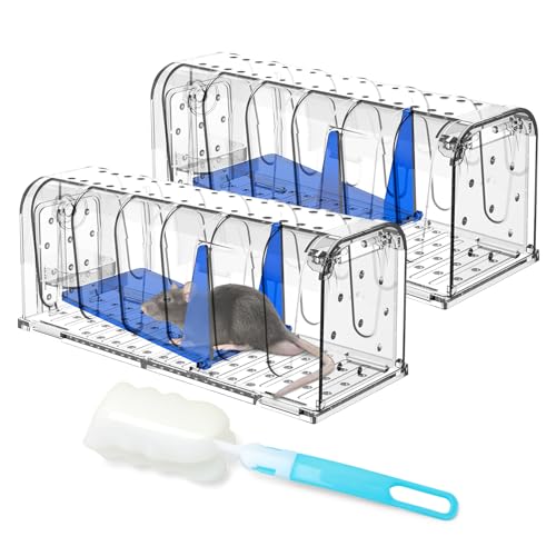 Cuteefun Armadilhas para rato, 2 peças armadilha de rato, ratos reutilizáveis para apanhar rato, rato eficaz e altamente sensível, rato armadilha para cozinha, jardim, casa, as (azul)