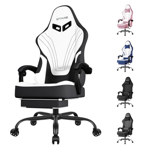 Cadeira Gaming ergonómica secretária, para videojogos ou escritório, cadeira Gamer com almofada lombar e apoio de cabeça, regulável em altura e reclinável, tecidos cadeira confortável com apoio para