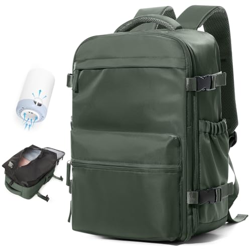 Mochila de viagem a vácuo com bomba mochila de viagem cabine de avião 40 x 20 x 25 Ryanair, C3-verde, M, Mochila de caminhada