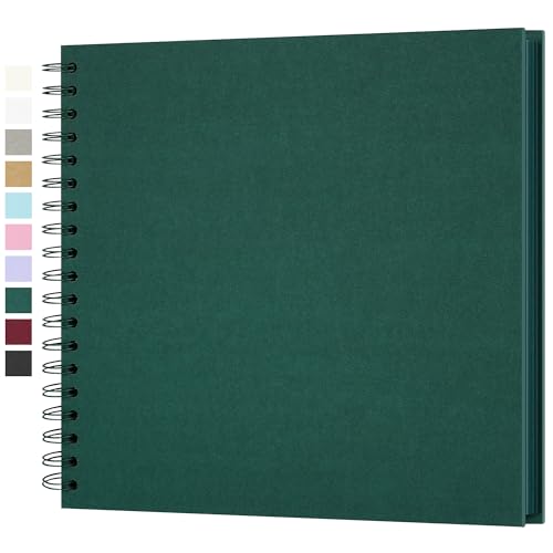 Yopih Álbum de fotos Scrapbooking DIY 25,5 x 25,5 cm papel Kraft rígido com 20 folhas, livro de recordações fotográficas, verde escuro