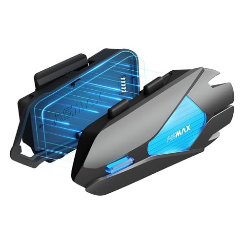 ASMAX Z1 Intercomunicador capacete moto Bluetooth, 10 motociclistas Mesh Intercom, controlo de voz em espanhol/base magnética/carregamento rápido/cancelamento de ruído/emparelhamento universal, IP67,