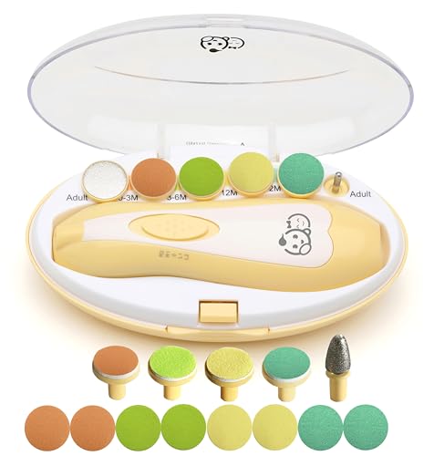 Lima de unhas para bebés - Royal Angels 21 em 1 corta-unhas elétrico para bebés para unhas e dedos dos pés para recém-nascidos e crianças pequenas (amarelo)