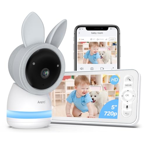 ARENTI 2 K/3 MP Câmara de vigilância para bebé com ecrã LCD, PTZ 355 ° monitor de bebé, sensor de temperatura, monitorização de movimento, visão noturna, áudio bidirecional, com App móvel