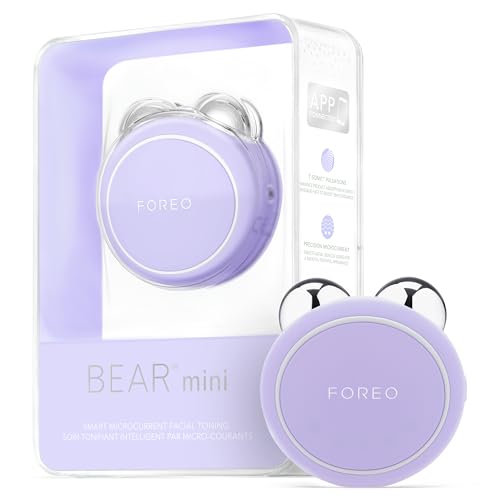 FOREO BEAR mini massajador facial elétrico de microcorrentes - Define o contorno da mandíbula - Lifting facial não invasivo - Lavanda