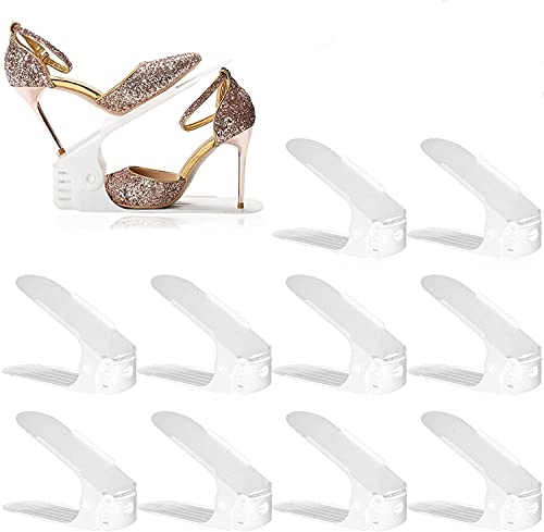 ranhuras para sapatos, empilhador de sapatos ajustável, que economiza espaço, sapateira, piso duplo, suporte para sapateira, empilhador de sapatos para organizar o armário, organizadores de sapatos