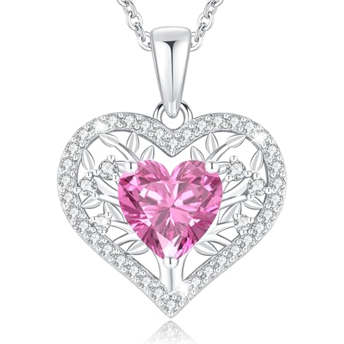 LAVUMO Collar Mujer Corazón Árbol de la Vida Joyas Mujer Plata de Ley 925 Regalos Originales Esposa Mamá Novia Navidad Cumpleaños Día San Valentín Regalo
