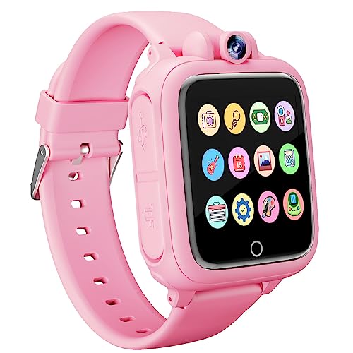 Umblue Relógio inteligente para crianças, Smartwatch menina 3 4 5 6 7 8 9 10 11 12 anos, presente para menina 3-12 anos com 14 jogos, câmara giratória de 90°, despertador e HD ecrã tátil, presentes