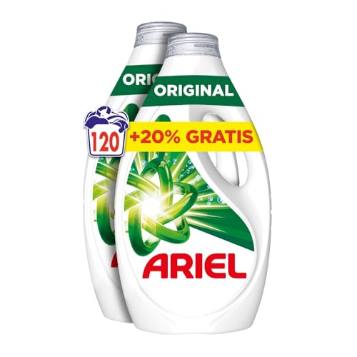 Ariel Detergente máquina de lavar líquido 120 lavagens, original, sabão limpeza melhorada em ciclos mais frios com a tecnologia exclusiva de limpeza a frio