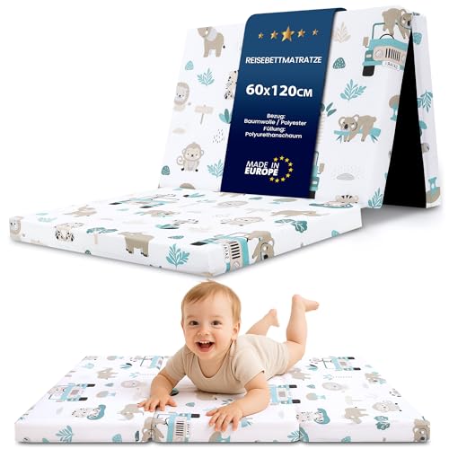 Colchão berço bebé dobrável 120 x 60 cm - tapete para cama de criança de viagem colchão respirável e colchões de espuma com capa lavável 120 x 60 cm, África