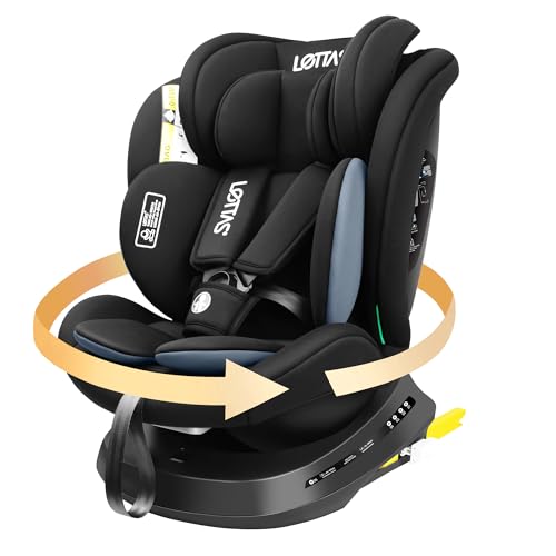 LETTAS i-Size 360 Giratória cadeira de carro, 0-12 anos, 40-150 cm, Isofix cadeira carro para crianças com encosto de cabeça ajustável ECE R129