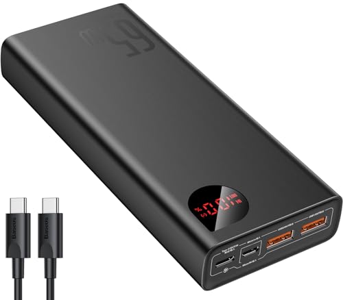 Baseus Power Bank, 65 W Power Bank 20000 mAh, computador portátil Powerbank PD QC 3+, baterias externas de telemóvel USB-C entrada e saída, para Steam Deck Rog Ally MacBook, DELL, HP, Notebook,