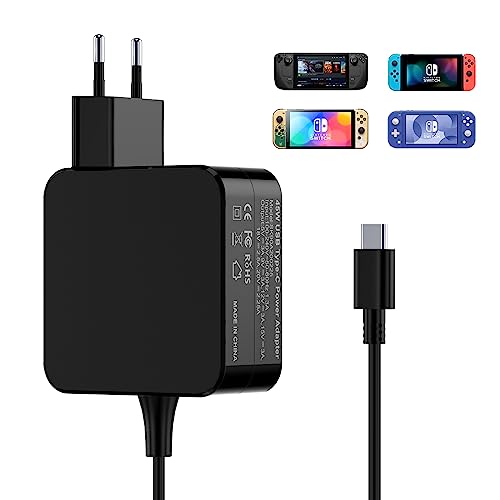 Jippofu Carregador para Nintendo Switch/Steam Deck, 45W USB C carregamento rápido para Switch OLED/Switch Lite, Charger AC adaptador adaptador para tipo C computador PC portátil/telefone 20 V/2,25 A