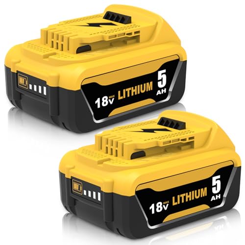 Dosctt 2 Pack de substituição para Dewalt bateria 18 V 5 Ah DCB184 DCB182 DCB181 DCB180 DCB201 DCB200 DCB204 com indicador LED