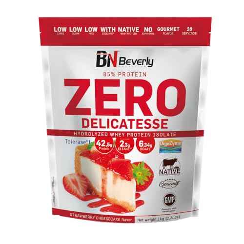 Beverly ZERO DELICATESSE 1 kg Proteína hidrolizada Whey a 85% | Com Digezyme e Tolerase, massa muscular e força (bolo queijo morango)