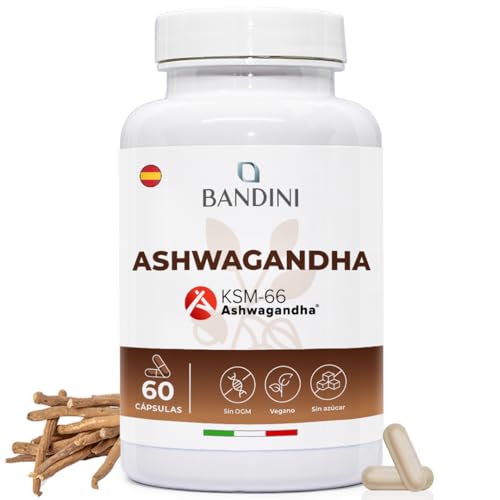 Bandini® Ashwagandha Vegan KSM-66® de alta resistência - cápsulas de Ashwaganda em pó extraídas da Withania Somnifera - 60 cápsulas de 500 mg de gininseng indiano - bem-estar da tradição ayurvédica