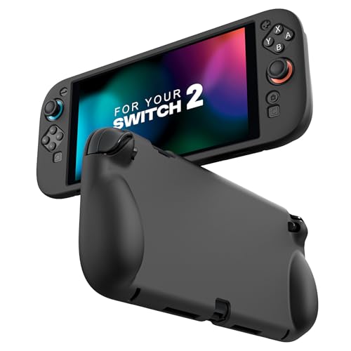 MoKo Funda Protectora de Silicón para Nintendo Switch 2 2025, Cubierta con Mango Suave con Diseño Ergonómico, Absorción de Impactos y Resistente a Rayones Compatible con Nintendo Switch 2, Negro