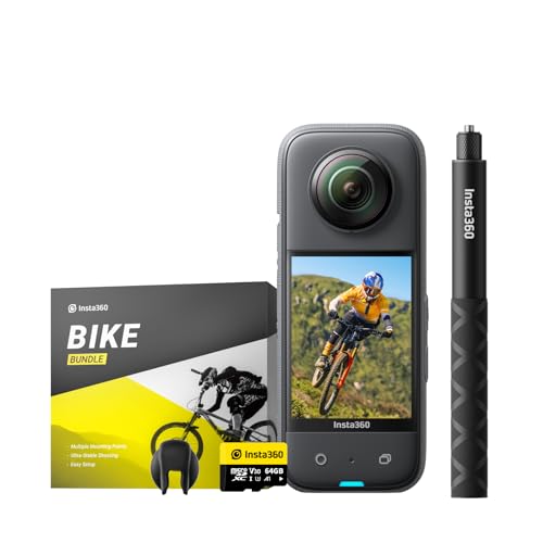 Insta360 X3 - Pacote de câmara de ação impermeável de 360° com sensor de 1/2", 5,7 K 360°, fotos de 72 MP a 360°, estabilização, ecrã táctil de 2,29 polegadas, feedback de vibração,