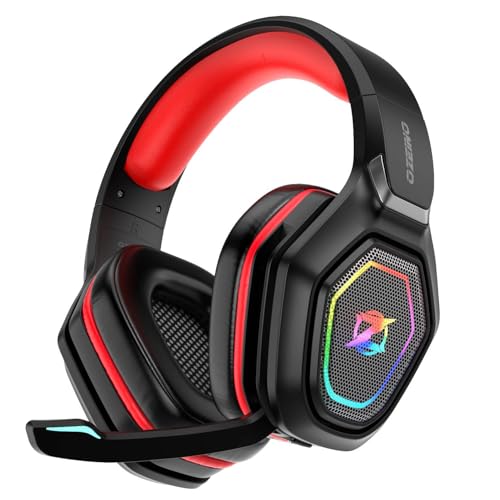 Ozeino Auriculares sem fios Gaming para PC Ps4 Ps5, vermelho