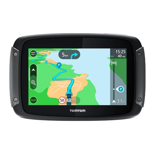 TomTom GPS para motocicletas Rider 500 (4,3 polegadas com estradas montanhosas, atualizações via Wi-Fi, informações de tráfego em tempo real, radares de trânsito, 49 mapas)