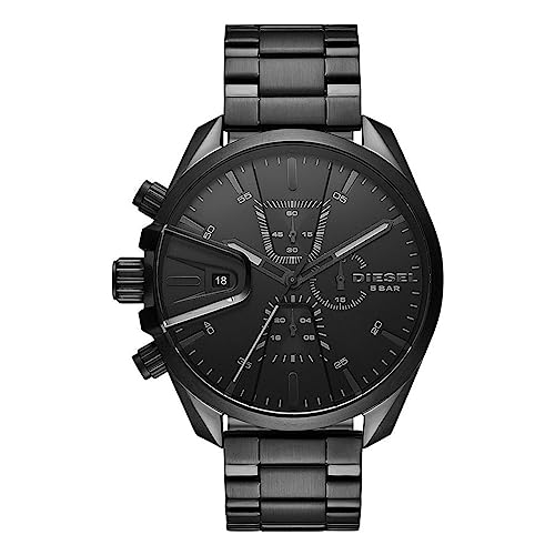 Diesel Reloj MS9 para Hombre, Movimiento cronógrafo de Cuarzo con Correa de Piel, Silicona o Acero Inoxidable