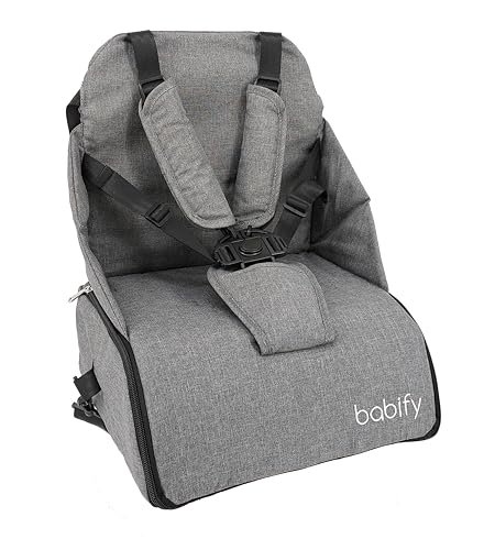 Babify Cadeira alta de viagem com armazenamento 2 em 1 - cinza suave, 1 unidade (embalagem de 1)