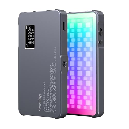 SMALLRIG P96L RGB Luz de vídeo, luz LED portátil de metal para câmara, 2500-8000 K, 21 efeitos, CRI 96, ecrã OLED, iluminação para fotografia e vídeo, compatível com telefone e câmera, 3489B