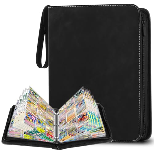 YSWOVUO Álbum de cartas, álbum para cartas mágico, álbum cromado 900, álbum de cartas colecionáveis, pasta de cartas transparente, preto