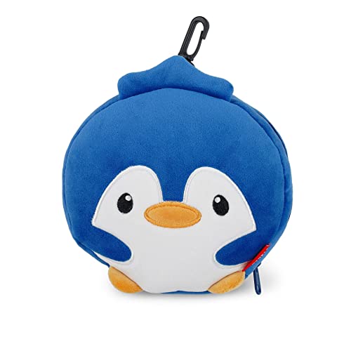 LEGAMI Bonita almofada de viagem de pinguim com máscara de olhos em bolsa portátil com fecho de correr com clipe