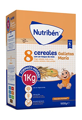 Nutribén Moldura 8 cereais com um toque de mel e bolachas maria, 1000 g, sem adição de açúcares, sem óleo de palma, comida para bebés, a partir dos 6 meses