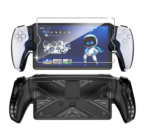 FDHYFGDY Capa para Sony Playstation Portal/PS Portal/PS5, capa de TPU com suporte, capa protetora anti-impactos e anti-riscos (preto)