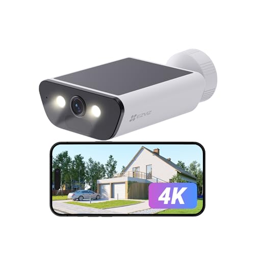 EZVIZ 4K Câmara de vigilância WiFi exterior bateria solar integrada, modo AOV, visão noturna colorida, deteção pessoa/veículo, chamada bidirecional, defesa ativa, WiFi 6, CB5