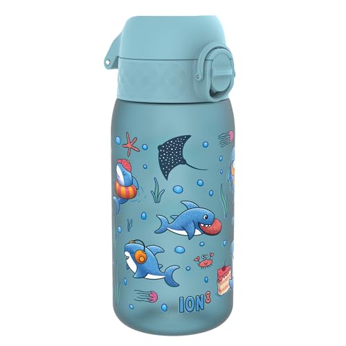 ion8 Garrafa de água para crianças, 350 ml, à prova de fugas, fácil de abrir, fechadura segura, adequada para máquina de lavar louça, sem BPA, pega de transporte, fácil de limpar, neutro em carbono