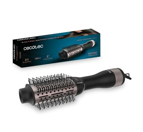 Cecotec Escova de ar volumizador Bamba CeramicCare exclusivo. Potência de 1200 W, 2 em 1: Secador e moldeador, revestimento cerâmico, 2 velocidades e 3 temperaturas, função ar frio