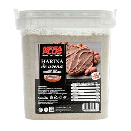 Farinha de aveia - mega Plus 2 kg: Energia sustentada e nutrição completa para atletas com carboidratos, proteínas e vitaminas essenciais, sem açúcar adicionado, 6 sabores (Choco Nutel)