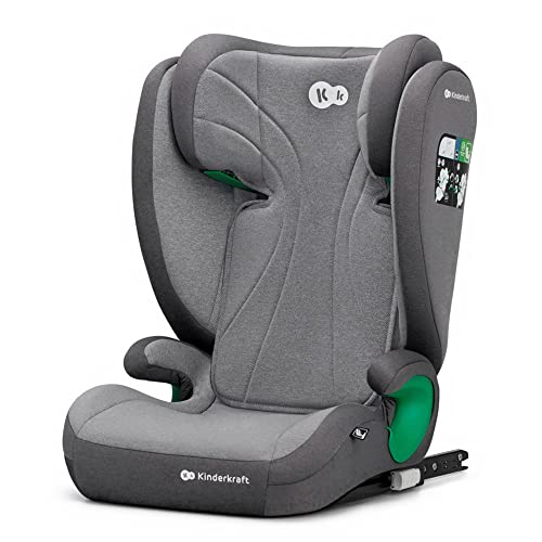 kk Kinderkraft JUNIOR FIX Cadeira carro Isofix, I-SIZE, cadeira carro para bebés e crianças, cinto, universal, grupo 2/3, de 15 a 36 kg, cinzento