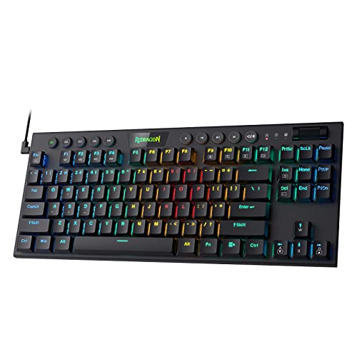 Redragon K622 Horus TKL RGB Clavier mécanique de jeu filaire Ultra-Fin Avec Touches discrètes, contróle multimédia dédié et interrupteur Rouge linéaire, logiciel professionnel Pris en Charge
