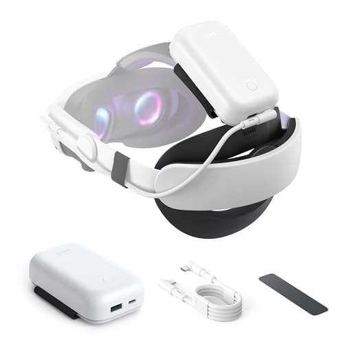 KIWI design 10000 mAh Pacote de bateria compatível com Quest 3/2 acessórios, banco de energia de carregamento USB C estendido 8 horas de tempo de reprodução VR